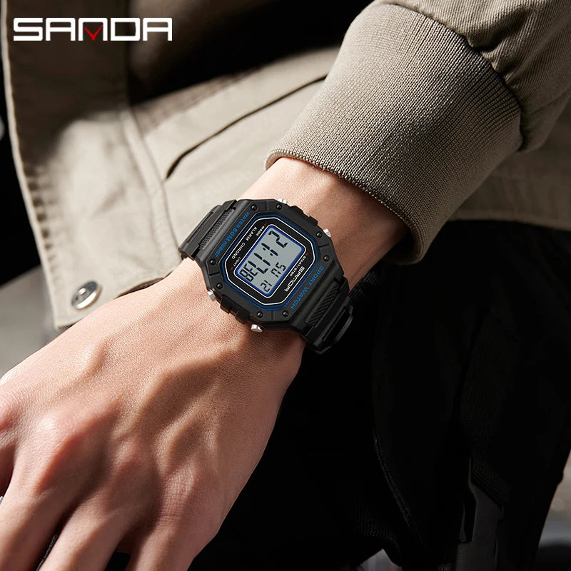 SANDA 2156 Fashion Mens Watch Military Water Resistant Sport Watches Army Big Dial Led Digital Wristwatches Stopwatches For Male